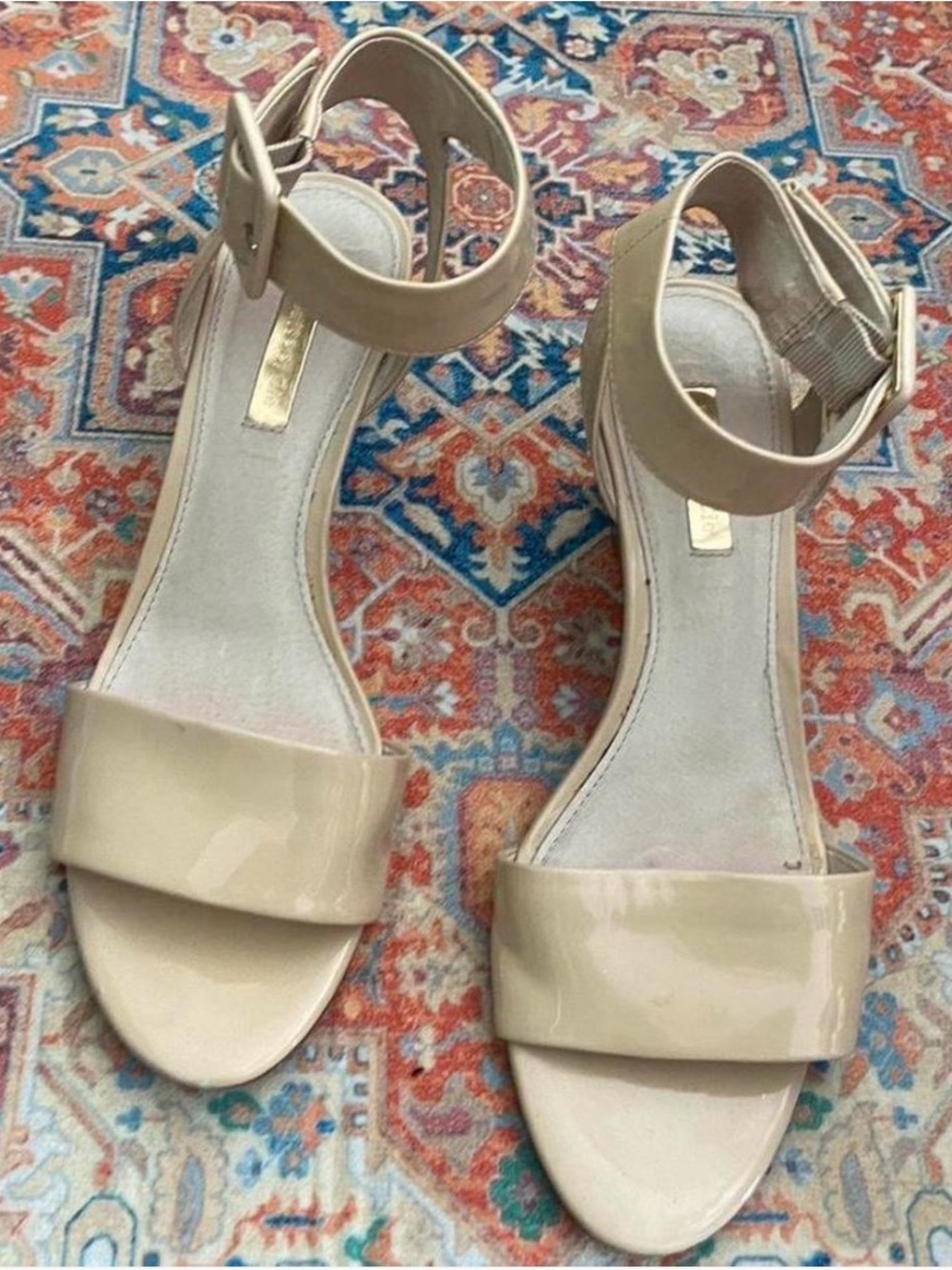 Louise et Cie Patent Ankle-Strap Sandals in Nude